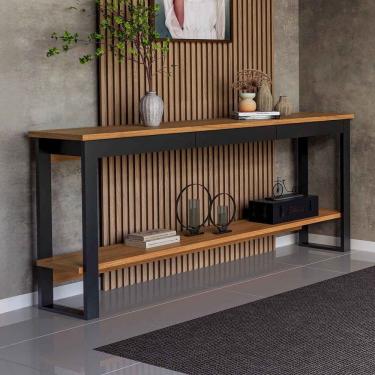 Imagem de Aparador 1 Gaveta 1 Prateleira 100% Mdf F47 Freijó/Preto Fosco - Pradel