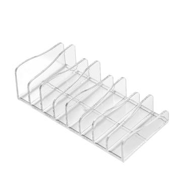 Imagem de AUNMAS Organizador da Paleta de Sombras de Maquiagem Acrílica, Suporte de Cosméticos Com Desktop Transparente Com Divisores Removíveis para Bancada de Vaidade do Banheiro, Estação