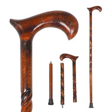 Imagem de KSJONE Bengalas de madeira para homens, 3 bengalas de madeira dobráveis, bengalas para mulheres, bengala única, bengala ergonômica para idosos, ponta antiderrapante para segurança