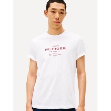 Imagem de Camiseta Tommy Hilfiger Masculina Center New Stack Branca, L/G