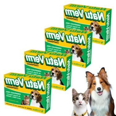 Imagem de Combo 4 Vermífugo Oral Kit Natu Verm Para Cães Gatos VetBras Giardia C