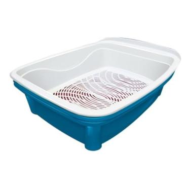 Imagem de Banheira Gato Classic Plus, Caixa de Areia Higiênica 3 Peças, 2 Bandejas e 1 Peneira, Praticidade na Limpeza, Ideal para Gatos, Material Durável e Fácil de Higienizar (Azul)