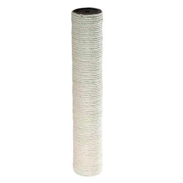 Imagem de Arranhador para Gatos com Base Dupla Estável 38cm - Poste de Sisal Natural + Brinquedo de Penas - Proteção para Móveis e Diversão Garantida (Refil)