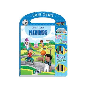 Imagem de Cores em dobro: Meninos - Livro de colorir + adesivos + 6 lápis bicolo