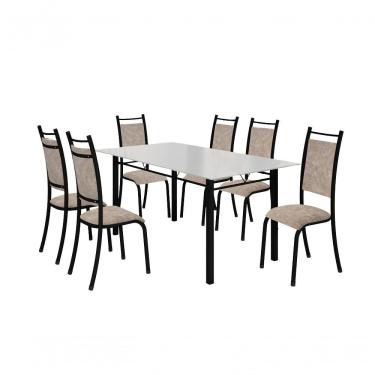 Imagem de Conjunto Verona 06 Cadeiras Com Base Piauí Bm Tubulares Off White-courino 12