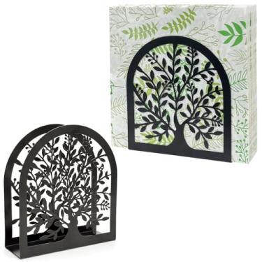 Imagem de Neehows Pacote com 2 porta-guardanapos para mesa, porta-guardanapos de coquetel de metal preto organizador de guardanapos de papel decorativo vertical para cozinha bancada sala de jantar ao ar livre
