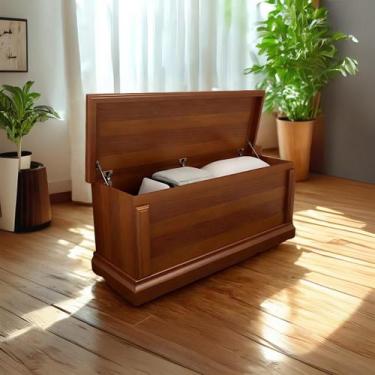Imagem de Baú de Madeira Maciça Pinus Taeda 1,25m Tipo Casal para Cama 1,40m  Ar