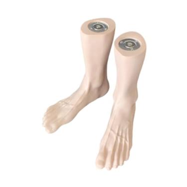 Imagem de oshhni Modelo de exibição de pés de manequim de PVC, fundo plano, suporte, meias de sapato masculinas, modelo de pé masculino para meias de loja de varejo, Marrom