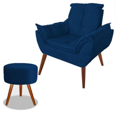 Imagem de Poltrona Opalla Em Mdf Reforçada Suede Azul Marinho Royal