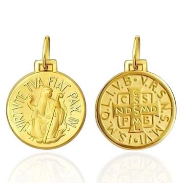 Imagem de Medalha São Bento Dupla Face Tradicional 11 milímetros Ouro 18K 750 K1