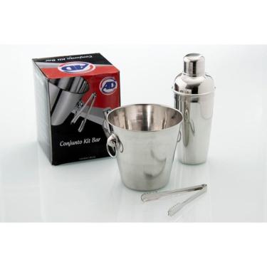 Imagem de Kit Bar Inox 3 Pçs 1.150Ml - Pegador - Coqueteleira 500 Ml