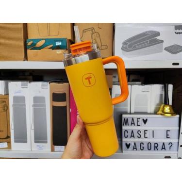 Imagem de Copo Térmico Big T com Canudo - 1,1 Litros - Cor Damasco - Tupperware