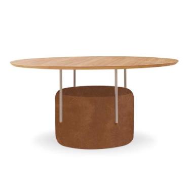 Imagem de Mesa de Jantar Redonda 1,6m Base em Metal Estofada 100% MDF - Casa Lar