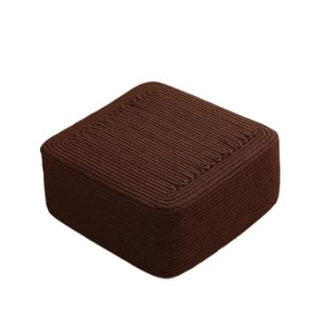 Imagem de pufe Almofada de futon para casa chão espessada Fio algodão quadrado tecido banquinho curto Sala estar Varanda Mesa centro Pequeno banco para sentar(Red,40x40x30cm)