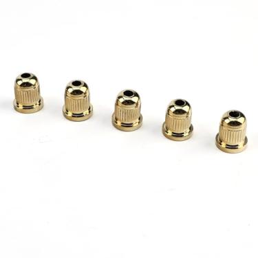 Imagem de OVSAL Conjunto de 5 virolas de corda de baixo de aço de 5/40.6 cm (8,2 mm) bucha de montagem de virolas para baixo elétrico de 5 cordas (ouro)