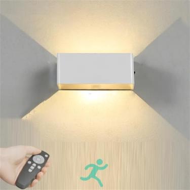 Imagem de Luminária de parede moderna com sensor de movimento, luminária de parede recarregável, operada por bateria, regulável, luminária de parede LED com controle remoto, quarto, sala de estar, esc