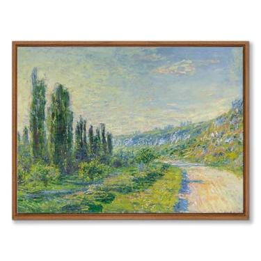 Imagem de WENGTIAO Arte de parede em tela emoldurada rústica La Route De Vétheuil Claude Monet Pintura a óleo Retrô Impressionismo Impressões Reprodução Fotos Pôsteres Arte de Paisagem para Sala de Estar Quarto