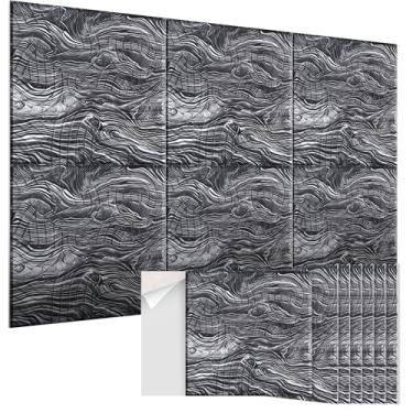 Imagem de EVENRISING Painéis de parede acústicos pacote com 6, painéis à prova de som de arte decorativa de 61 cm x 61 cm, painel autoadesivo de absorção de som, tratamento acústico para estúdio, home theater