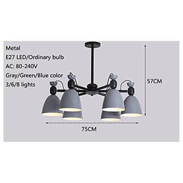 Imagem de Lustre moderno minimalista de metal E27 led cinza e verde cor universal cabeça lustres compatíveis com cozinha sala de estar quarto estudo, luminária retrô
