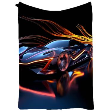Imagem de Cobertor SANMUU, flanela macia, estampa misteriosa de carros esportivos