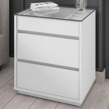 Imagem de Mesa de Cabeceira Invictus 3 Gavetas Branco - Pnr Móveis