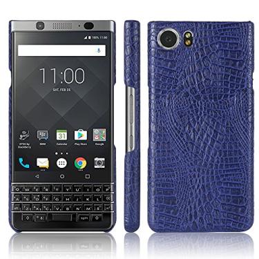 Imagem de Zshion Capa para BlackBerry Keyone, Croco Premium PU Capas protetoras de couro simples, deurável e leve para BlackBerry Keyone (azul escuro)