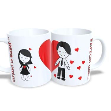 Imagem de Kit 2 Canecas personalizada Casal Feitos um Para o outro - modelo ele e ela