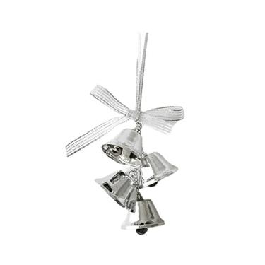 Imagem de Fancyes Enfeite de sino de Natal, decoração de árvore de Natal, acessório de pendurar, pingente, decoração de Natal para jardim de fazenda, Prata