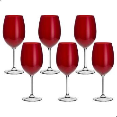 Imagem de Conjunto 6 Taças De Vinho Cristal 580ml 23,5cm Vermelho - Bohemia Crys