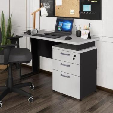 Imagem de Escrivaninha 120cm com 3 Gavetas Flex Multimóveis Cr25320 Cinza/preto
