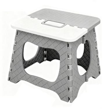 Imagem de Cadeira Dobrável De Plástico Resistente Durável Suporta 50kg Para Sala Camping Uso Diário(CINZA)