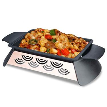 Imagem de Churrasqueira para churrasco, churrasqueira coreana de 35 cm, sem fumaça, álcool, carvão, revestimento antiaderente de pedra Maifan, prato de frutos do mar (tamanho: 35 cm * 12 cm)