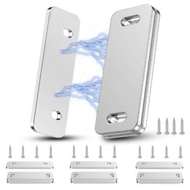 Imagem de Dolenor Ímãs ultrafinos para porta de armário, trava magnética, fechamentos magnéticos para armário de cozinha e guarda-roupa de armário (branco magnético 4P)