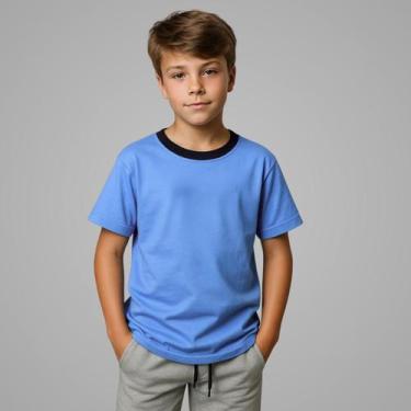 Imagem de Camisetas Manga Curta Infantil Bebê Menino Básica Lisa 100 Algodão - L