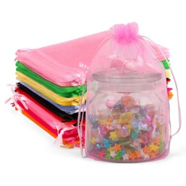 Imagem de Sacos de organza ANZNKU, pacote com 100, 16x23cm, cores variadas