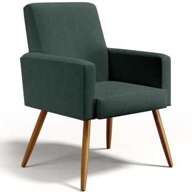 Imagem de Poltrona Decorativa Para Sala de Estar e Recepção Maria W01 Linho Verde Musgo - Lyam Decor