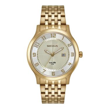 Imagem de Relógio Seculus Masculino Ref: 44265gpsvda1 Social Dourado