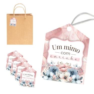 Imagem de 108 Unidades Tags Etiqueta para Sacola com Frase Um Mimo com Carinho para Presentes Embalagens e Lembrancinhas Lojas