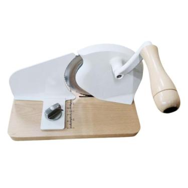 Imagem de Baoblaze Fatiador de pão rotativo, máquina de fatiar queijo, corte de torradas com manivela, espessura ajustável para utensílios de cozinha, cafeteria, Branco