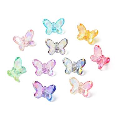 Imagem de UR URLIFEHALL 36 peças, 12 estilos, contas de borboleta acrílicas galvanizadas transparentes de inseto animal para fazer joias, pulseira, colar, artesanato DIY