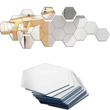 Imagem de Kit 10 Espelhos Adesivos Decorativos Hexágonos