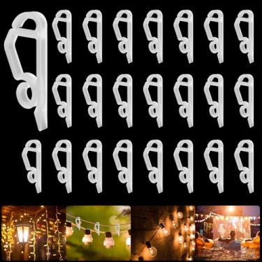 Imagem de SelfTek 120 peças de mini ganchos de calha de plástico para uso ao ar livre, clipes de luz de Natal à prova de intempéries, clipes de pendurar para festas, festivais, Natal, decoração, cordão de luzes