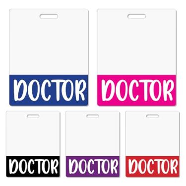 Imagem de Toykee Porta-cartão grande para crachá de médico - Acessórios médicos horizontais GG azul rosa preto roxo vermelho crachá de identificação crachá de identificação crachá de nome Buddy para trabalho