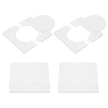 Imagem de PATIKIL Flange de parede 90 mm / 3,5" OD, 4 peças capa de placa de escudo quadrada autoadesiva PPR placas de cobertura de encanamento com tampa para torneira de tubo de água de 50 mm / 2" de diâmetro