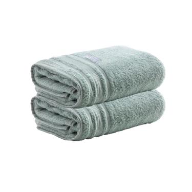 Imagem de Kit 2 Toalhas de Banho Avere 100% Algodão, Fio Penteado, 80x150cm, 500g/m², Alta Absorção e Maciez, Encorpadas e Duráveis, Design Sofisticado, Ideal para Enxoval e Presente - Altihaus (Verde água)