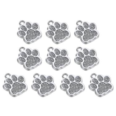 Imagem de Berloque com estampa de pata de animal gato, cachorro, 10 peças, contas de pegada de pó brilhante, pingentes de garra de liga esmaltada, coloridos para colar, chaveiro, pulseira, joias DIY, tom