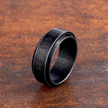 Imagem de Anel giratório de ansiedade viking de 6 mm/8 mm para homens e mulheres anéis Viking de aço inoxidável para homens Viking Rune Fidget Rings, Aço inoxidável, Sem pedra preciosa