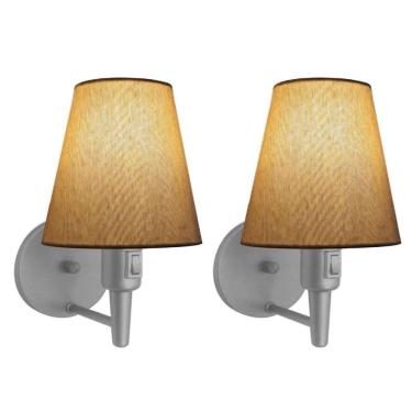 Imagem de Kit-2 Arandela Cone Md-2013 Cinza C- Inter Liga E Desl Cúpula Em Tecido Palha - Bivolt