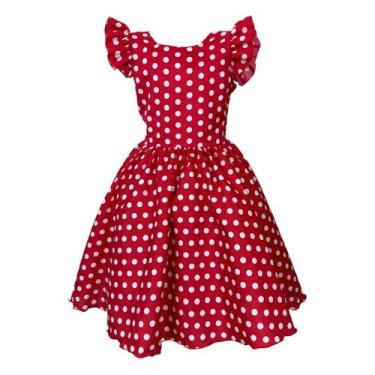 Imagem de Vestido Infantil Poa Vermelho Anos 70 Festa Aniversário Chic - JL Kids