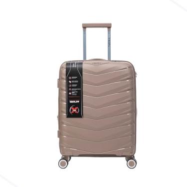 Imagem de Mala Bordo Expansível Cadeado TSA Original Antifurto Padrão ANAC Rodas Duplas 360° Removíveis Champanhe
